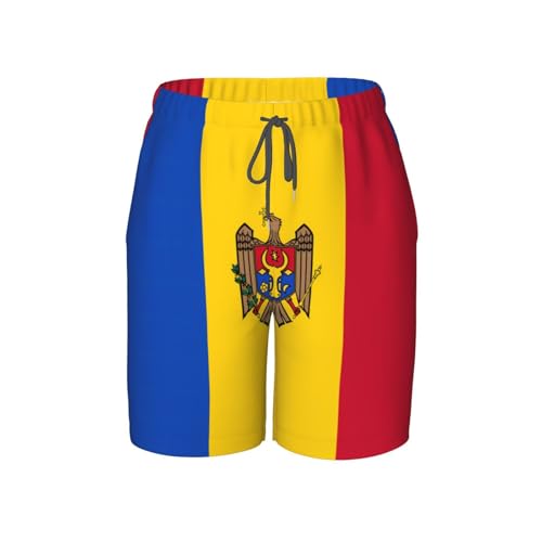 Flag of Moldova Youth Beach Pants, Soft and Breathable, with Drawstring Waist, Suitable for Sports and Leisure.