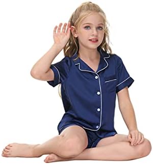 Alunsito Kid Girls Boys Pajamas Set Button Down Short Sleeve Top T-Shirt + Shorts 2Pcs Lounge Sleepwear Nightwear PJs Outfits 6 31D 2yzj4eL. AC