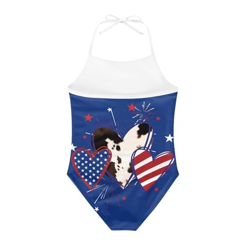 Image of Cute Backless One Piece Swimsuits for Girls Adjustable Halter Strap Bathing Suit Beach Swimwear for Girls