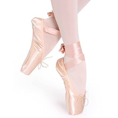 Ballet Pointe Shoes for Girls Women Professional Dance Shoes with Ribbon Toe Pads2