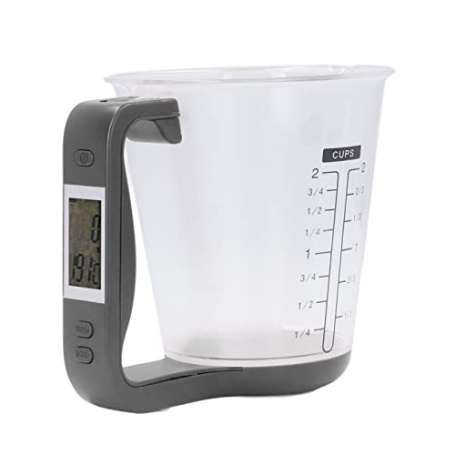 Digitale Küche Elektronische Messbecherwaage, 1kg/600ml Lebensmittelwaage Waage Wasser Milch Mehl Zucker Öl Kaffee Flüssigkeit Backen Kochen Kunststoff Messbecher Mit LCD Display(Schwarz)