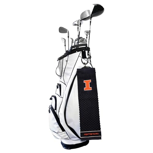 Image of Team Golf NCAA Illinois Fighting Illini Embroidered Golf Towel Embroidered Golf Towel, Checkered Scrubber Design, Embroidered Logo