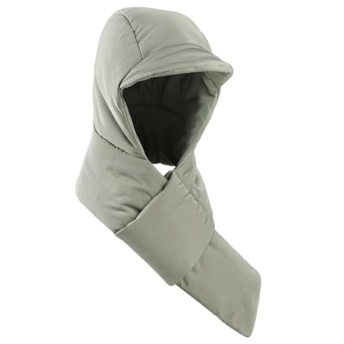 Padded Hood Scarf Hat Women Lightweight Winter Warm Hoodie Hat/Scarf Set Soft Balaclava Hooded Scarf Hat with Visor