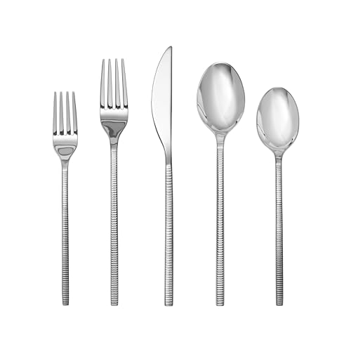 Fortessa Shoji 18/10 Stainless Steel, 20 Piece Flatware Set (Service for 4), Silver