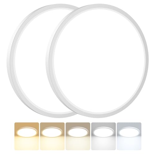 Peasur 2Pack Bathroom Light, 3000K/3500K/4000K/5000K/6500K 5 Color Temperature LED Ceiling Light, 24W 2800LM, IP54 Waterproof, Round Flush Ceiling Light for Bathroom, Kitchen, BedroomØ33CM(White) - Cosy Home Interiors Peasur 2Pack Bathroom Light, 3000K/3500K/4000K/5000K/6500K 5 Color Temperature LED Ceiling Light, 24W 2800LM, IP54 Waterproof, Round Flush Ceiling Light for Bathroom, Kitchen, BedroomØ33CM(White)