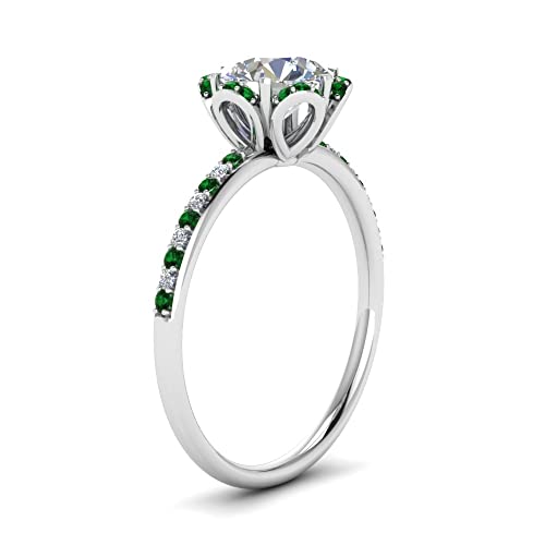 Image of 55Carat Choose Your Gemstone 6 Petal Ring Sterling Silver Round Shape Halo Engagement Rings Well Shaped for Any Gift Giving Occassion Modern Style Enchating Women US Size 4 to 12