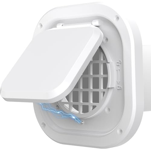 Houseluxe Dryer Vent Cover Outside 4 inch, Magnetic Door Design, Durable Airflow Vent with Lint Trap Screen, Thickened Material, 7 inch x 7 inch Size, White