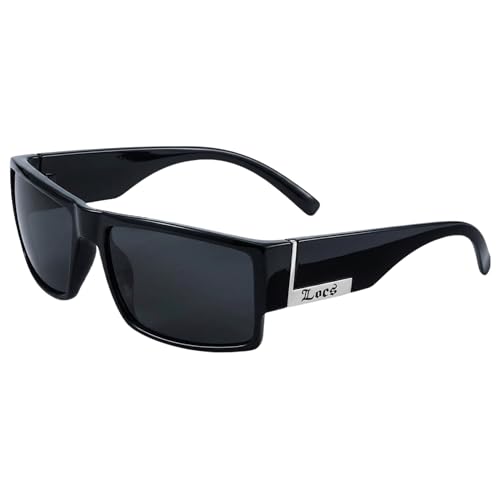 Image of Locs Mens Flat Top Gangster Sunglasses Black Silver Frame 91026