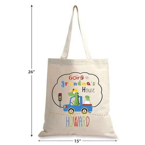 Lillian Vernon Boy Travel to Grandma's Personalized Natural Cotton Canvas Tote, Girl's 15 x 16 Travel Tote2