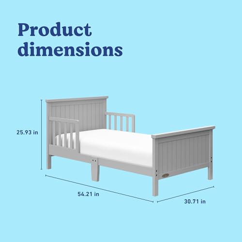 Image of Graco Bailey Toddler Bed (Pebble Gray) - GREENGUARD Gold Certified, Fits Standard Full-Size Crib & Toddler Mattress, Toddler Safety Guardrails Included, Complete Design with Solid Headboard, Footboard