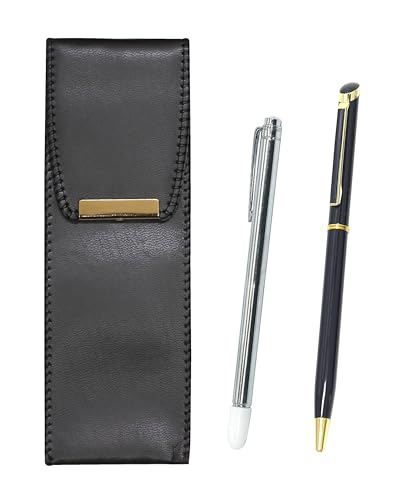 エコレザーペンケース 金属製指示棒とエポキシ回転ボールペンセット 青 BR-701S-WD002-L