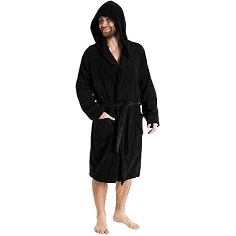 CityComfort Men's Hooded Fleece Dressing Gown Cover