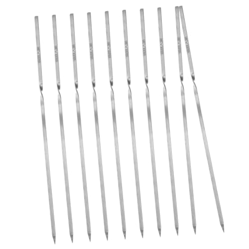 BESTonZON Juego De 10 Agujas Para Barbacoa Palitos Para Asar Brochetas Accesorios Para Barbacoa Verduras Carne Acero