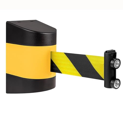 Magnetic Retractable Belt Barrier, 6.6/9.8/16/32FT Retractable Tape, for Blocking Traffic and Pedestrian Areas,with Automatic Rebound(A,2M/6.6FT)