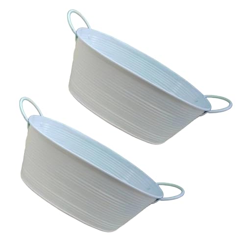 Ddujbtp Rostfreier Eisen-Übertopf, Blumenbehälter mit Griffen, moderne Dekoration für drinnen und draußen, für Pflanzen und Blumen, 2 Stück Eisen-Pflanzgefäß