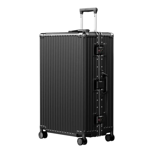 Image of AnyZip Luggage PC+ABS Aluminum Frame Zipperless Checked Luggage Hard Shell Suitcase with TSA Lock Double Spinner Wheels 28 Inch Black