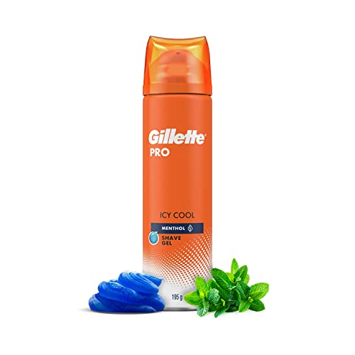 Gillette PRO SHAVING GEL ICY COOL WITH MENTHOL-195gram, White
