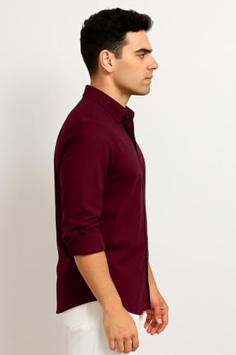 Image of Men's Casual Cotton Blend Shirt | Regular Fit | Full Sleeve | Solid Design
