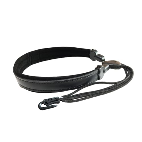 CoudarTitie サックスストラップ 人間工学設計 ネックストラップ 調節可能 快適 パッド入り PUレザー ベルベット素材 軽量 シングルショルダー 初心者練習用に適用, 狭い肩パッド