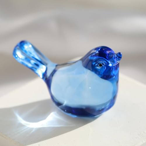 2 Figuras de cristal pájaro color azul oscuro miniatura 3