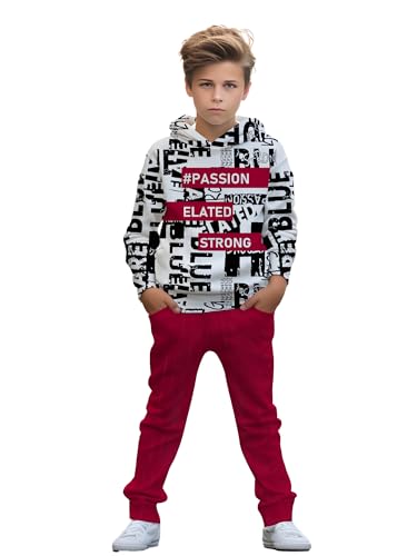 Image of boys' clothing sets, 2-Piece Hoodie & Pants Outfits for Boys Size 4-14 | Lightweight Non-Fleece Fall & Spring Clothing Sets
