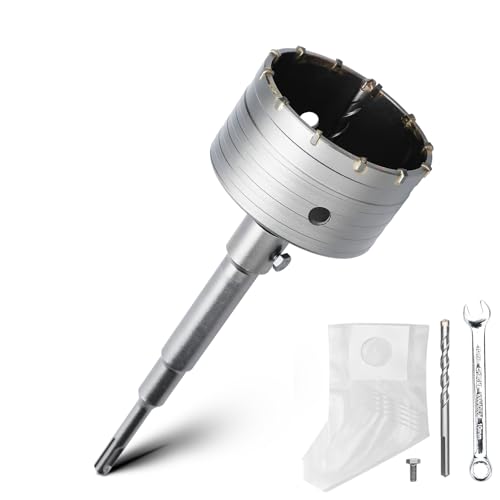 Kit couronne de forage de 100 mm avec adaptateur SDS plus de 220 mm et foret de centrage de 8 x 110 mm, couronne de forage pour maçonnerie et béton