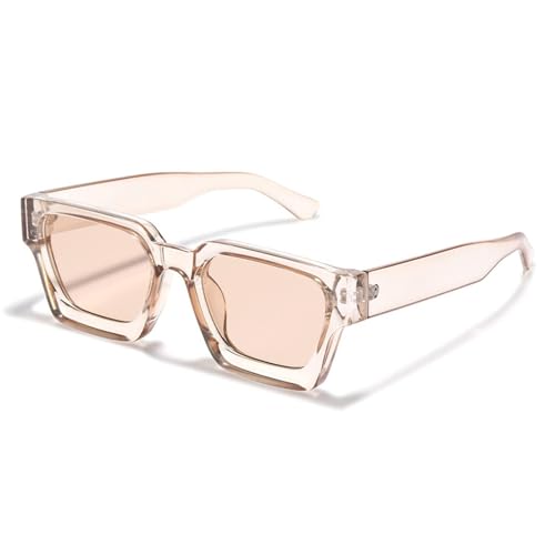 Retro Square Polarized Sunglasses for Men Women Vintage Rectangle Chunky Black Shades 90s Glasses