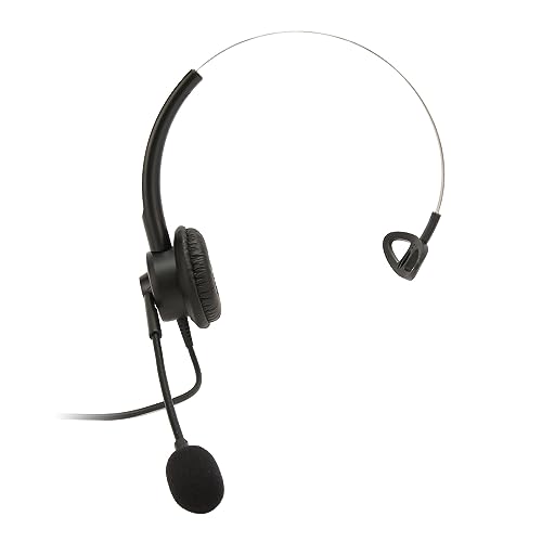 電話ヘッドセット、VT200クリスタルヘッドカスタマーサービスヘッドセット片耳タイプ、ノイズキャンセリングコード付き電話ヘッドセット、ボリュームコントロールと柔軟なマイク付き、一日中快適。
