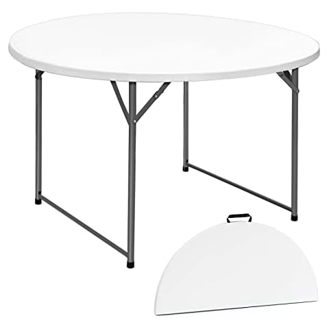 Camp Field Folding Table Round & Card Table Foldable & Portable for Camping & Dining Plastic Foldable Dining & Camping Table Small fold up Round Folding Table Outdoor Tables for Parties (54inch) Cover