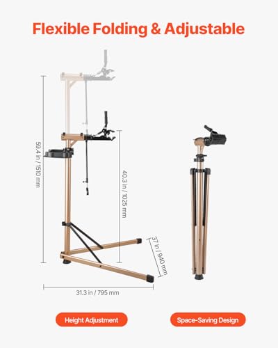 Image of VEVOR Bike Repair Stand, Max. 110 lb Heavy-duty Bicycle Work Stand with 40.3-59.4 in Adjustable Height & Large Tool Tray, Foldable Ebike Maintenance Rack, Shop Home Mechanics for Mountain Road Bike