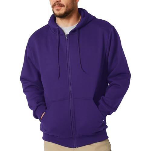 Mlgaril Purple Mens Zip Up Hoodie Long Sleeve Fleece Full-zip Hooded Sweatshirt Pullover With Kangaroo Pocket S
