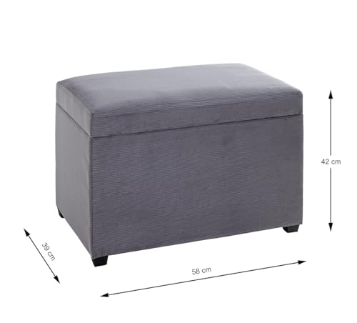HAKU Möbel Sitztruhe grau, MDF, Textilgewebe Cord - Maße: B 58 cm x H 42 cm x T 39 cm, Style: Modern