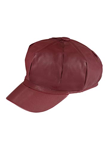 Boina Gorro Chapeu Cap Feminina Couro Com Forro (Bordô)