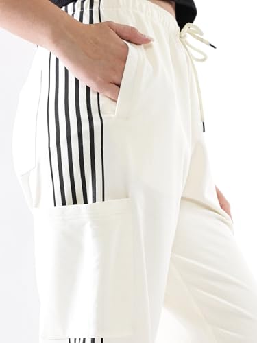 Image of High Star Women Solid Wide Leg High-Rise Casual Cotton Track Pants