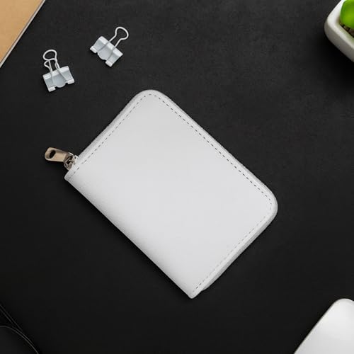 Image of VEMILIO Vegan Leather Zipper Wallet for Men & Women | 9 Card Slots | 2 Cash Compartments | Stylish Slim Credit Card Holder Purse | Travel Friendly Compact Wallet Gift for Boys Girls (White)