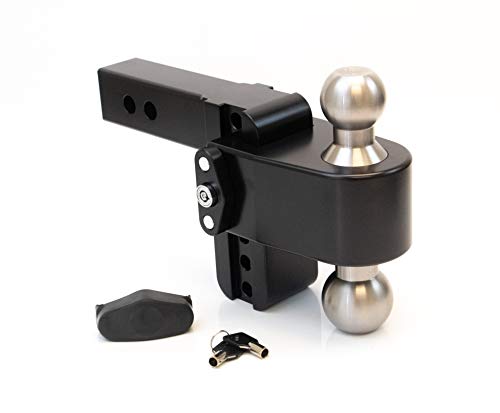 Weigh Safe LTB42CERBLA, 4" Drop 180 Hitch w/ 2" Shank/Shaft, Adjustable Aluminum Trailer Hitch & Ball Mount, Stainless Steel Combo Ball (2" & 2-5/16") & a Double-pin Key Lock CERAKOTE Black
