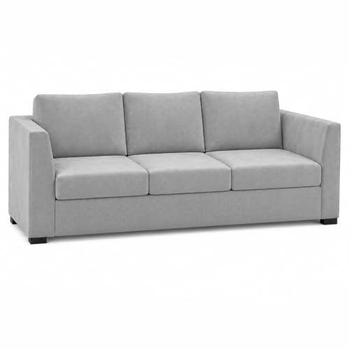 Image of FURNY Revona 5 Seater L Shape Sofa Set with 2 Movable Ottoman | Flexible Left or Right Layout | Plush Velvet Fabric (Light Grey) | Perfect for Living Room, Guest Room & Office