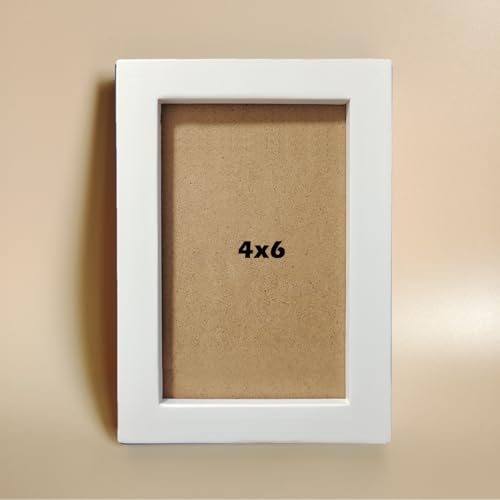 Image of 4x6 Picture Frames White Solid Wood Frame, Plastic Panel (Film Needs to be Removed) Table or Wall.Front Window Opening 3.5x5.5 inch.