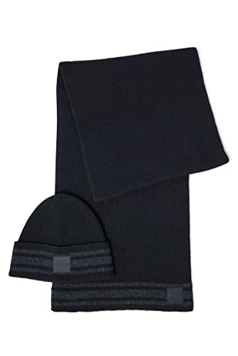 BOSS Hommes Adamo SET Coffret cadeau avec bonnet et écharpe à patch logo