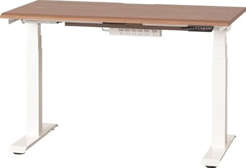 小島工芸 電動昇降式 デスク JDEB 幅120cm 奥行き60cm 高さ61?126cm 高さメモリー機能 ダブルモーター 6口コンセント 配線コード溜まり 静音 天板 ウォールモカ 脚 ホワイト 6164