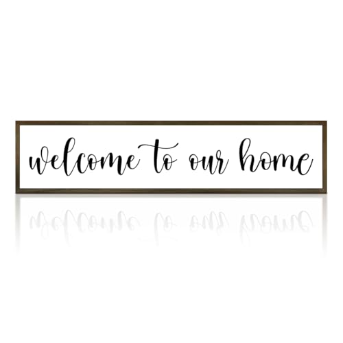 Welcome Sign, Home Wall Decor Wood Framed, Wooden Box Sign Desk Décor, Freestanding Table or Desk Decor, Wall Art for Entryway, Front Door, Porch, Living Room, Welcome To Our Home Signs