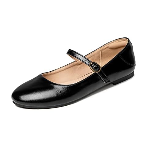 Rekayla Women's Mary Jane Shoes Comfortable Slip on Round Toe Ballet Flats Black Size 8 Cover