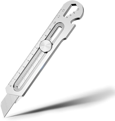 Friendship カッター ナイフ 6in1万能ツールカッター ステンレス製 切れ味良い 高耐久 カッター ネジ・ナット回す 蓋開け 栓抜き 定規 多機能 カッターナイフ (シルバー)