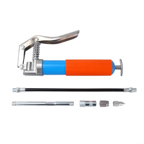 Kit de grasa de alta presión de 120 cc de aleación de aluminio de 4000 PSI con boquilla adaptador de extensión de manguera flexible para lubricación industrial automotriz marina plateada (6 piezas)