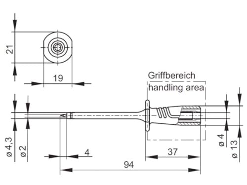 Hirschmann PRÜFSPITZE MIT ELASTISCHER, TRITTFESTER ISOLIERHÜLSE, 4mm-BUCHSE (PRUEF2600 SCHWARZ)