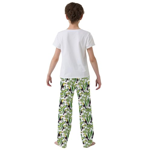 Aloha Parrot Boys Long Pants Soft Trousers Elastic Waist Kids Lounge Bottoms with Pockets S-XL3