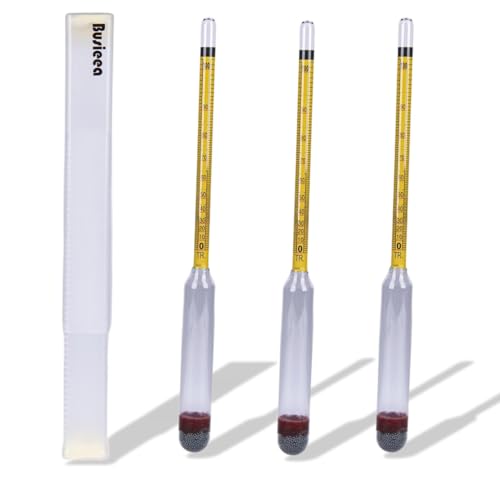 Busieea 3Pcs Hydrometer Alcohol 0-200 Proof Tralle - Accurate, Easy-to-Use Alcohol Tester for Moonshine Distilling, Home Brewing & Liquor | Alcoholmeter for All Skill Levels