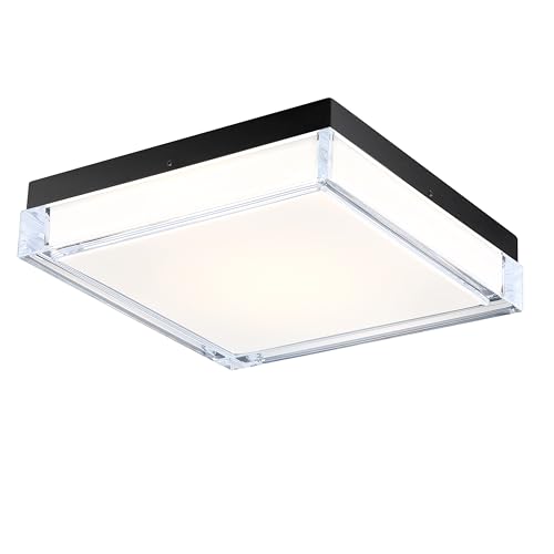 senroyal 11 Inch Square Flush Mount Ceiling Light Fixture Crystal Style, 3000K/4000K/5000K...