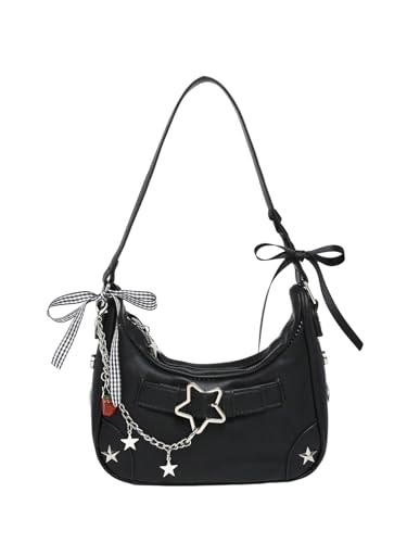 Verdusa Women's Y2k Underarm Shoulder Bag Studded Hobo Handbag Small Purses