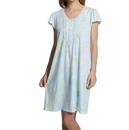 Image of Miss Elaine Short Cottonessa Nightgown, Short Sleeves and Beautiful Pattern Gown, Sleepwear & Loungewear